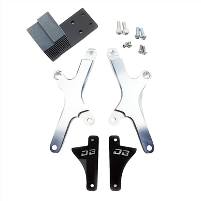 Surron Light Bee DB Seat Riser X-Tension Kit by eDirtyBike in silver, enhances bike seat height and comfort.