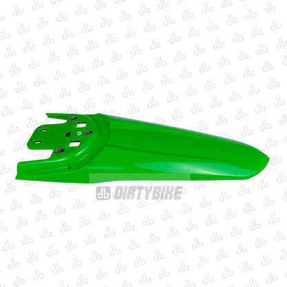 Green rear fender for Surron Light Bee LBX by eDirtyBike, GEN2 model, made of durable plastic for mud and debris protection.