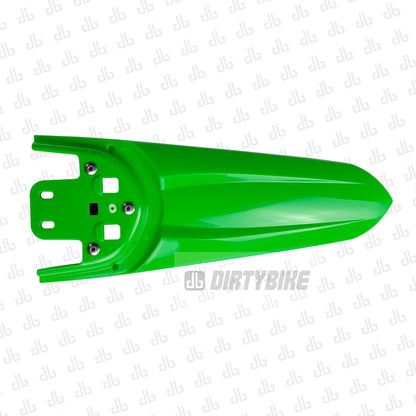 Green rear fender for Surron Light Bee LBX by eDirtyBike, GEN2 model, showcasing the durable plastic design.