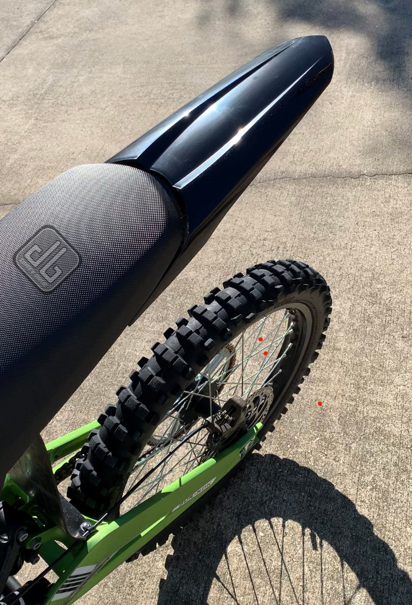 Rear Fender for Surron LightBee LBX GEN2 by eDirtyBike installed on the bike, showcasing its durable design and fit.
