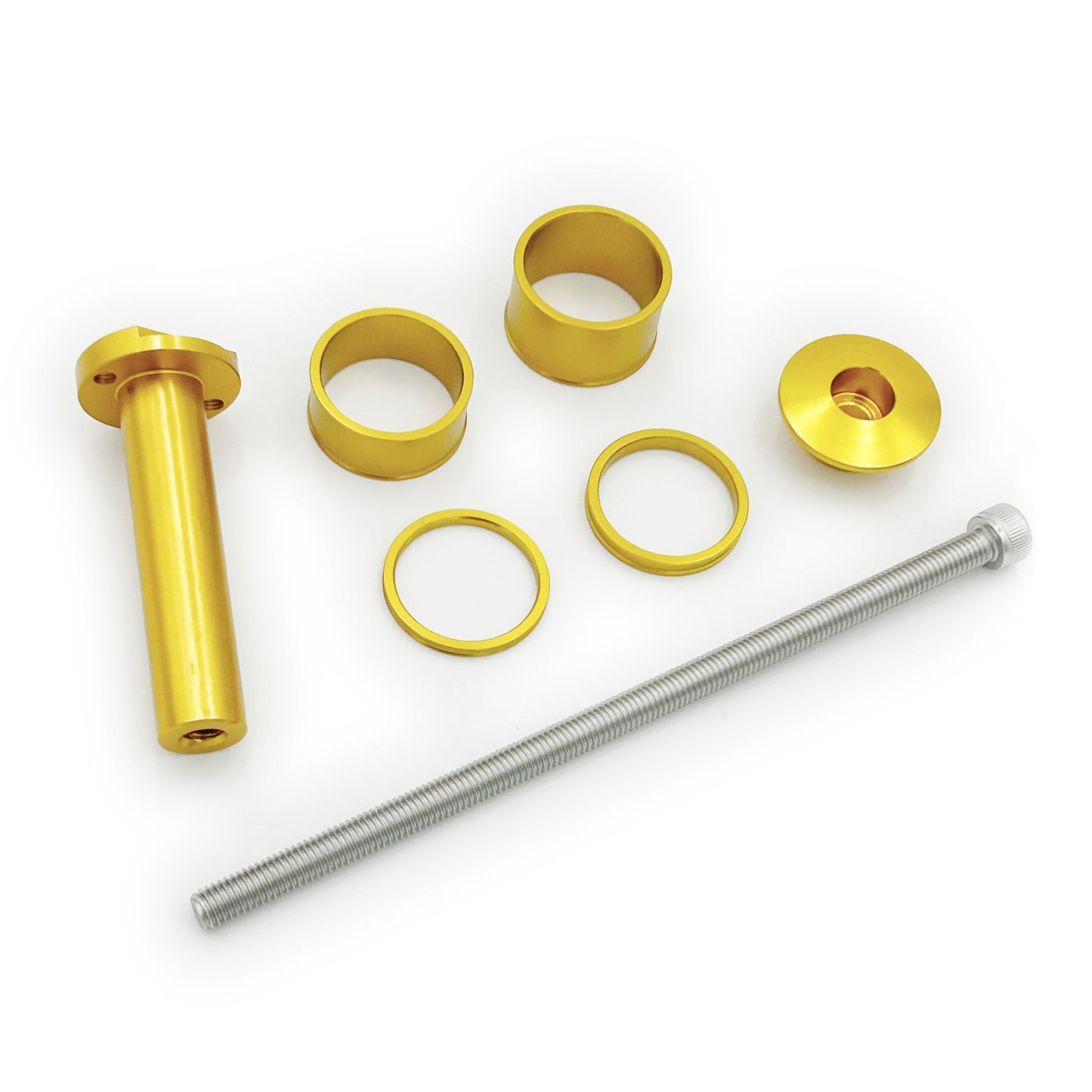 E DirtyBike gold steering stem lock for Surron LBX, Talaria Sting MX3/MX4, and E Ride Pro e-bike, securing the steering stem.