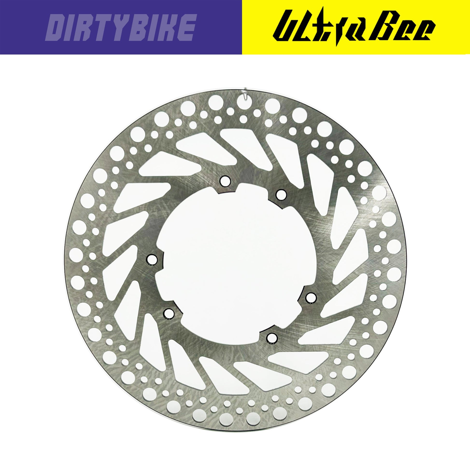 eDirtyBike brake disk rotor for Surron Ultra Bee hard enduro motorcycle, metallic disc with ventilated design.