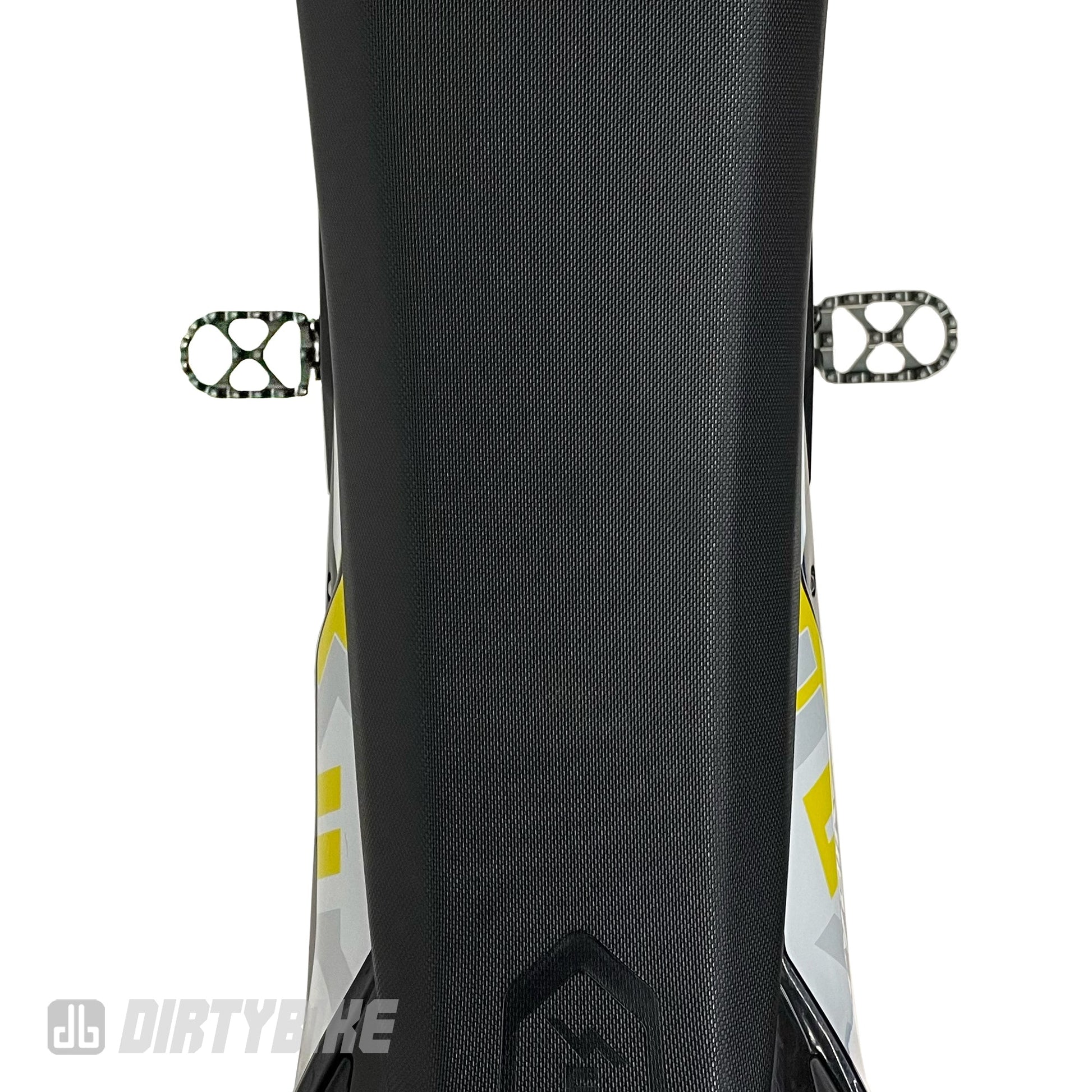 Aluminum CNC foot pegs for Sur-Ron Ultra Bee electric bike by eDirtyBike, mounted on the bike for durable off-road riding.