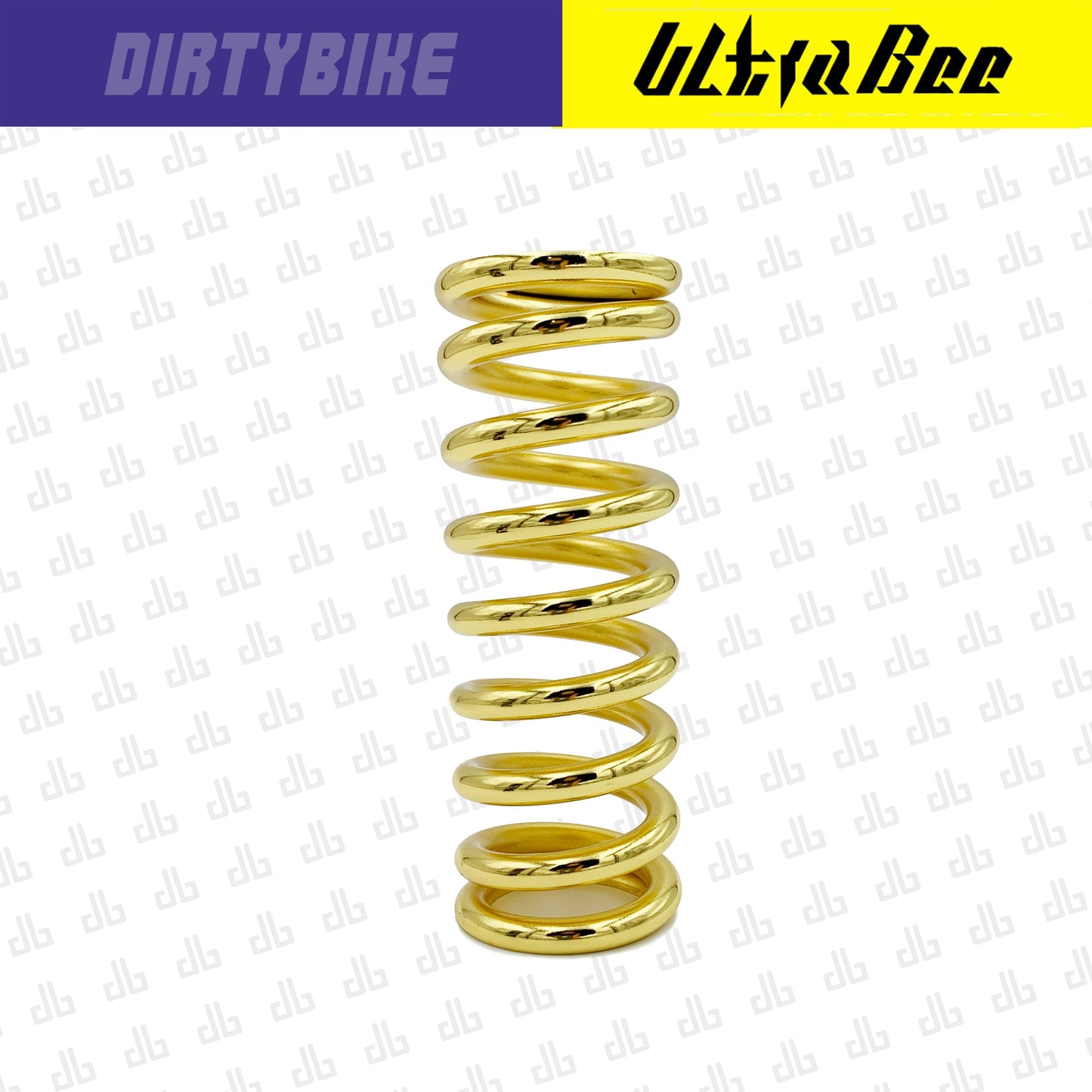 Gold rear shock spring for Surron Ultra Bee electric bike by eDirtyBike, designed for enhanced suspension performance.