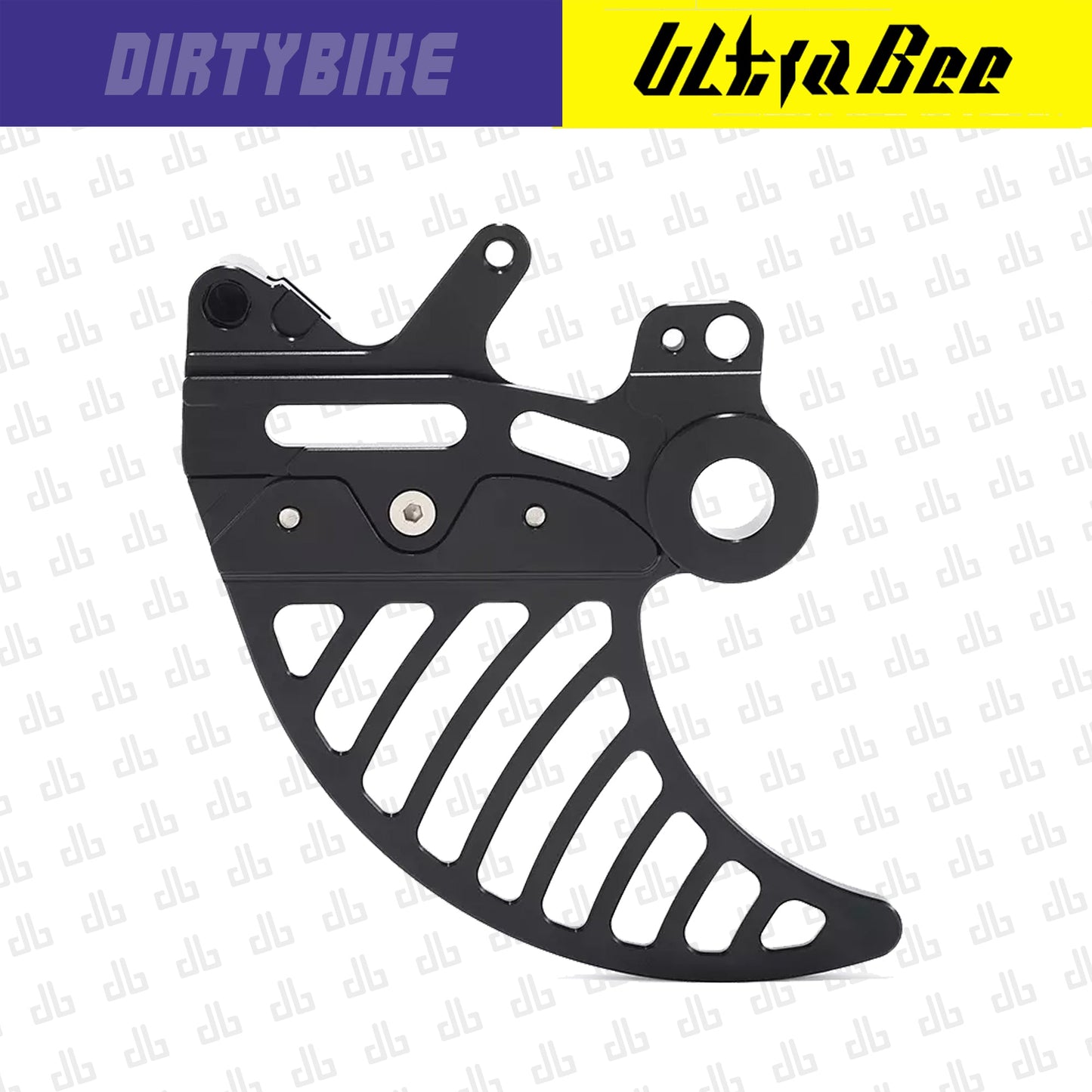 Black aluminum rear brake disk guard for Surron Ultra Bee electric bike, designed to protect the brake rotor.