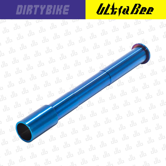 Titanium front axle for Surron Ultra Bee electric bike, durable eDirtyBike axle component with precise fit and high strength.