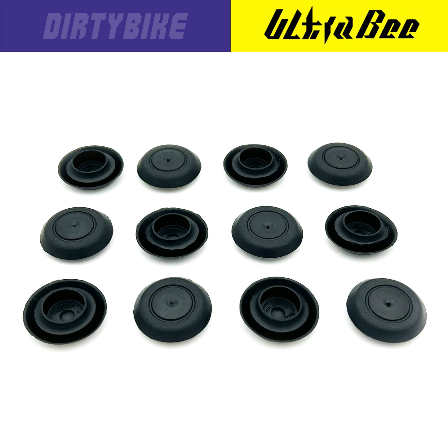 eDirtyBike Hard Enduro skid plate mud plugs for Surron Ultra Bee, shown installed on the motorcycle's undercarriage.