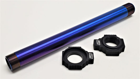 Warp9Racing titanium back wheel axle with loose blocks for enhanced durability and performance in high-performance bikes.