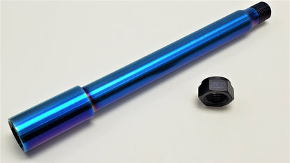 Warp9Racing titanium axles set showing durable, lightweight titanium construction with precise machining for RC vehicles.