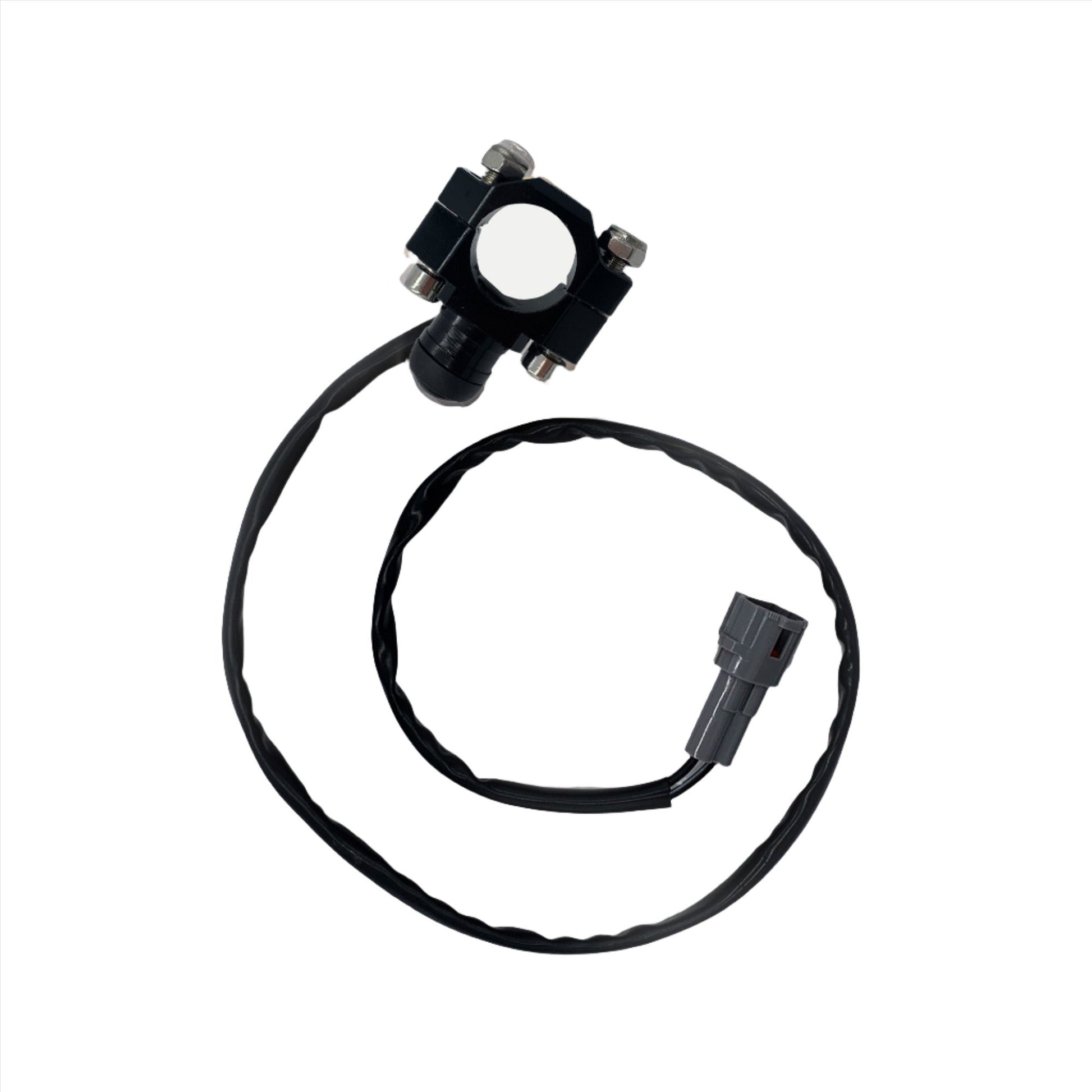 Black aluminum Talaria Sting MX3 start button switch for eDirtyBike, featuring a sleek, durable design with a horn function.