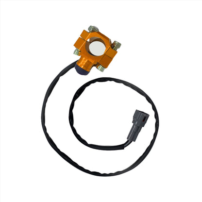 Orange aluminum horn button switch for Talaria Sting MX3 eDirtyBike e-bike, featuring a round shape with a textured surface.