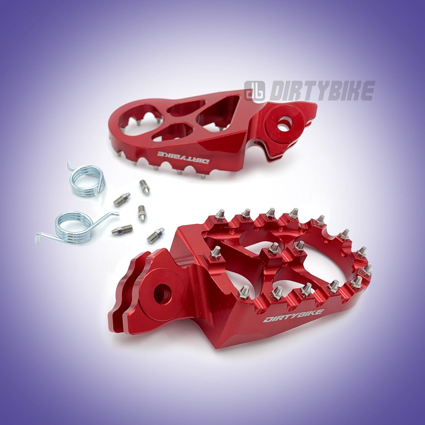 Red CNC aluminum foot pegs for Talaria MX and X3 eRide Pro bikes, featuring durable construction and stylish design.