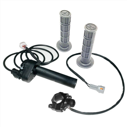 Black Talaria DB 1/4 turn electronic throttle kit with start button for DirtyBike Talaria Sting MX3, includes throttle and control components.
