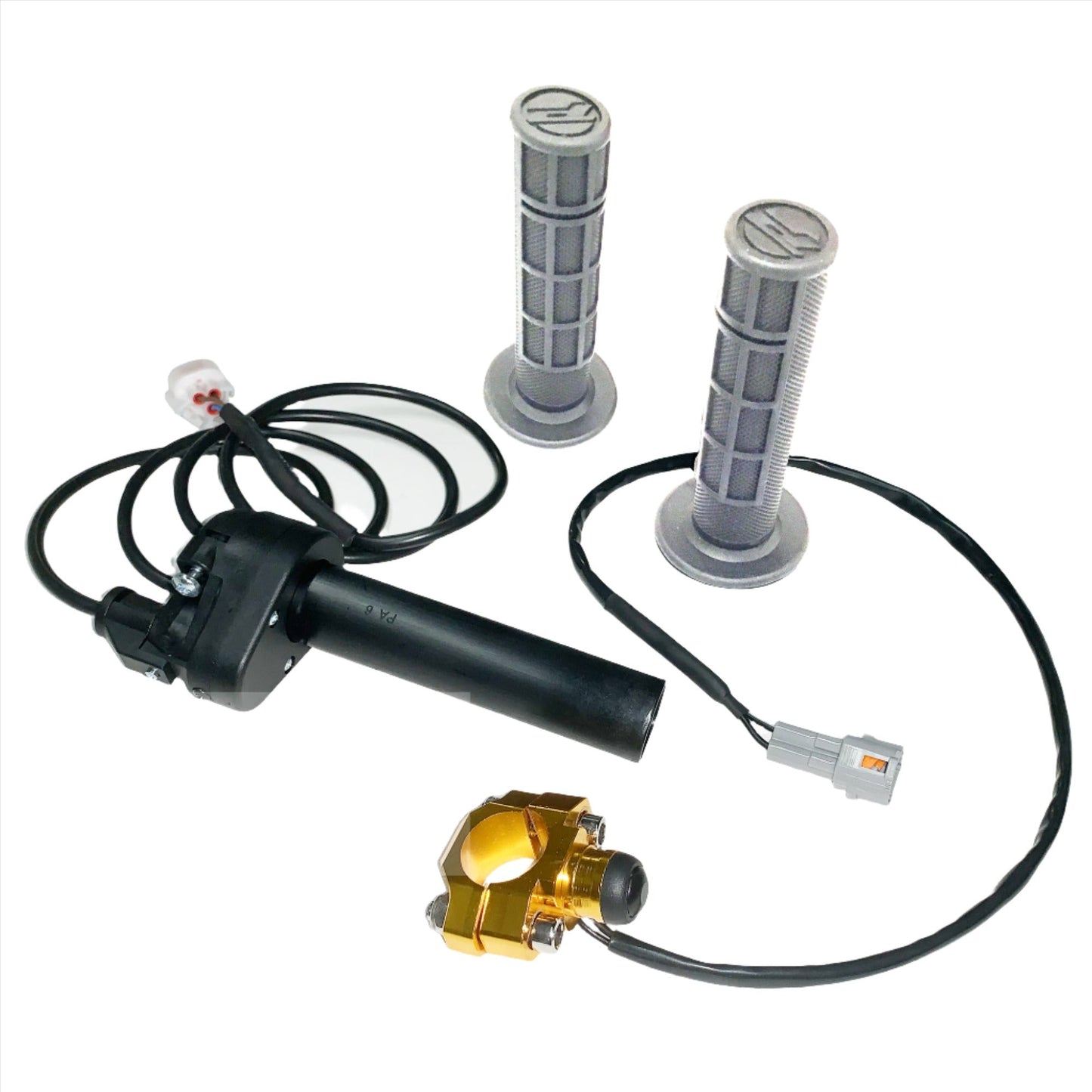 Gold 1/4 turn electronic throttle kit with start button for Talaria Sting MX3 eDirtyBike electric motorcycle.
