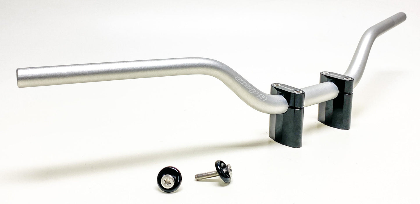 Warp9Racing MX/Offroad 1-1/8" tapped handlebars in silver, designed for offroad motorcycle handlebar applications.