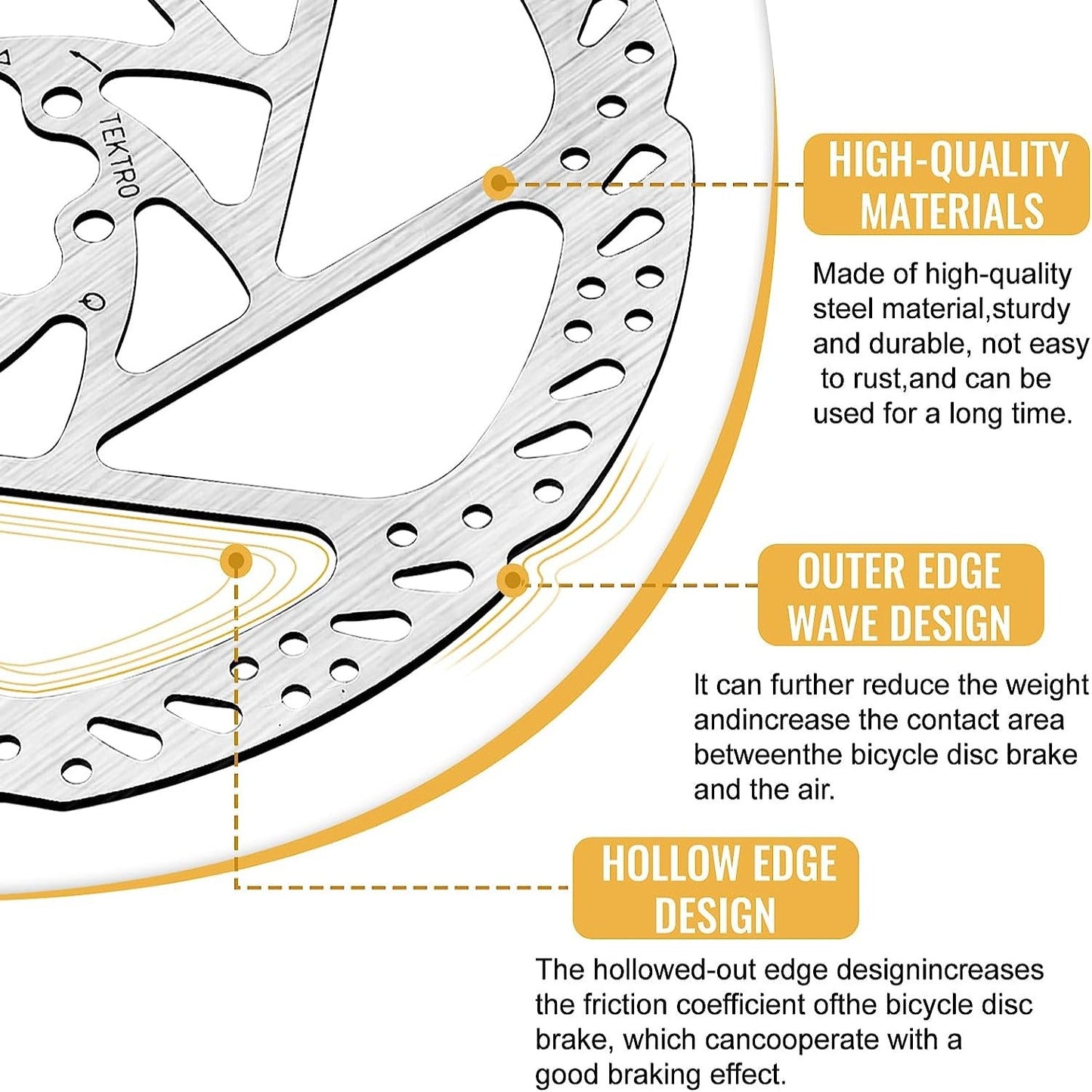 Hycline Tektro TR-24 bicycle disc brake rotor in silver, 140mm size with 6-bolt stainless steel construction for mountain bikes.