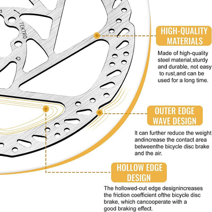 Hycline Tektro TR-24 bicycle disc brake rotor in silver, 140mm size with 6-bolt stainless steel construction for mountain bikes.