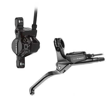 Hycline Tektro HD-E350 hydraulic disc brake set for electric bikes, front and rear with rotors and IS adapter visible in image.