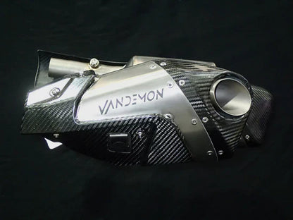 Triumph Rocket 3R & GT 2019-25 titanium stealth slip-on exhaust mufflers by Bill's Exhausts, in open box, in-stock.