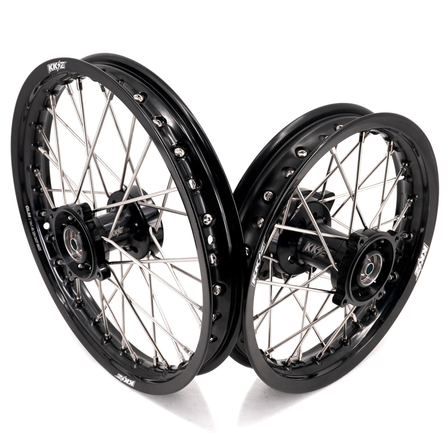 KKE 1.4*14 & 1.6*12 Spoked Kid's Wheels Rims Set for Kawasaki KX65 2000-2024 Black - Howling Moto