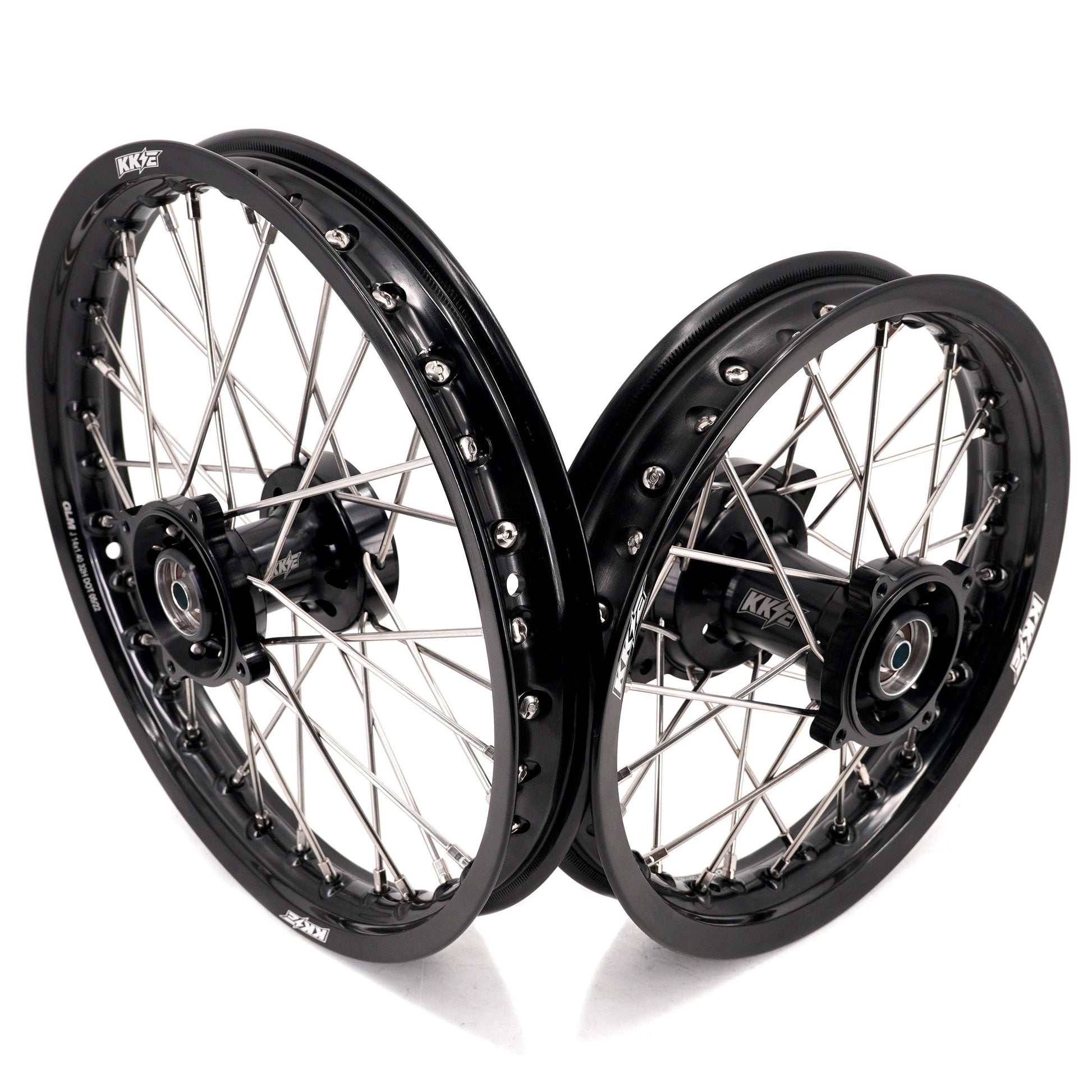 KKE 1.4*14 & 1.6*12 Spoked Kid's Wheels Rims Set for Kawasaki KX65 2000-2024 Black - Howling Moto