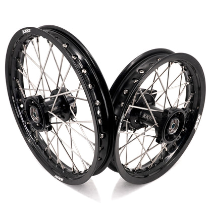 KKE 1.4*14 & 1.6*12 Spoked Kid's Wheels Rims Set for Kawasaki KX65 2000-2024 Black - Howling Moto