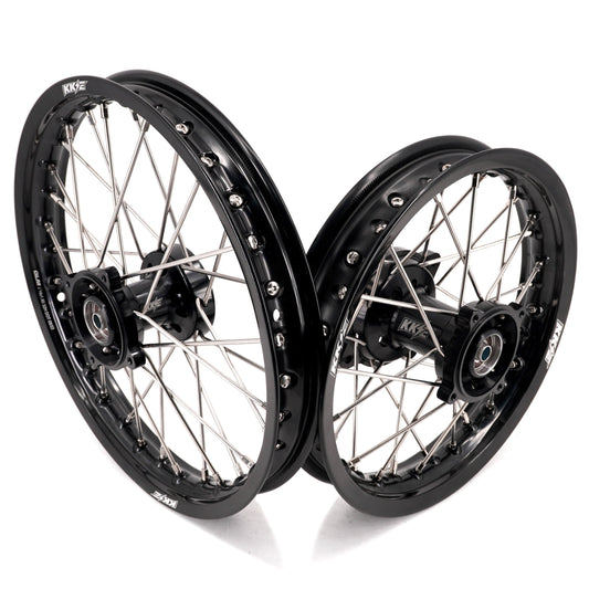 KKE 1.4*14 & 1.6*12 Spoked Kid's Wheels Rims Set for Kawasaki KX65 2000-2024 Black - Howling Moto