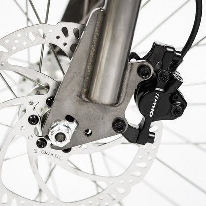 Hycline Tektro HD-E350 hydraulic disc brake set for electric bikes with front and rear calipers, rotors, and IS adapter.