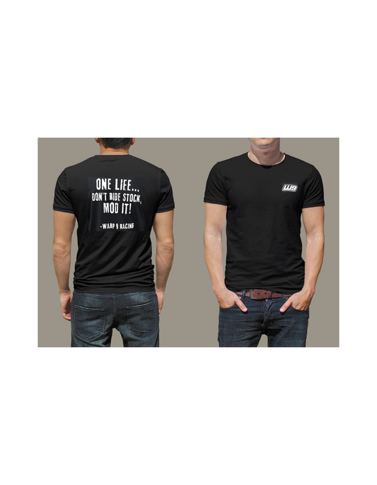 Warp9Racing WarpWear short sleeve T-shirt with untitled design, casual apparel featuring a modern, stylish graphic on the front.