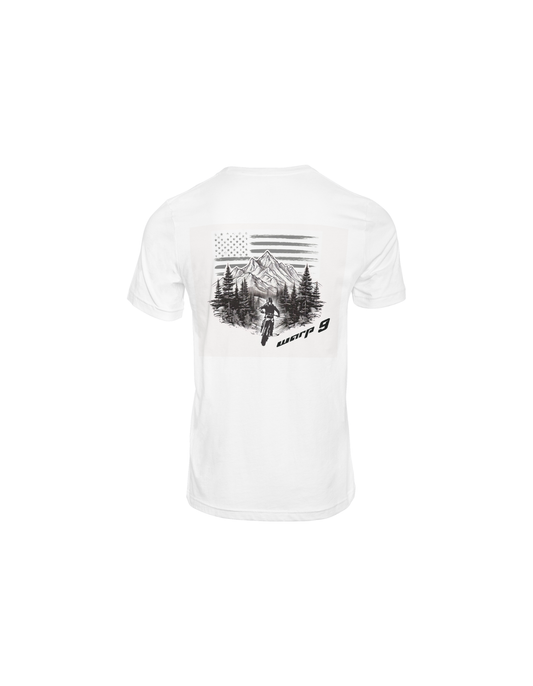 WarpWear Mountain Shirt, stylish outdoor apparel by Warp9Racing, featuring a rugged mountain design on breathable fabric