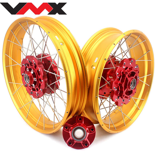 VMX-Racing 21/18 Tubeless Rims Fit Honda Africa Twin CRF1000L 2016-2020 Red Hub & Gold Rim - Howling Moto
