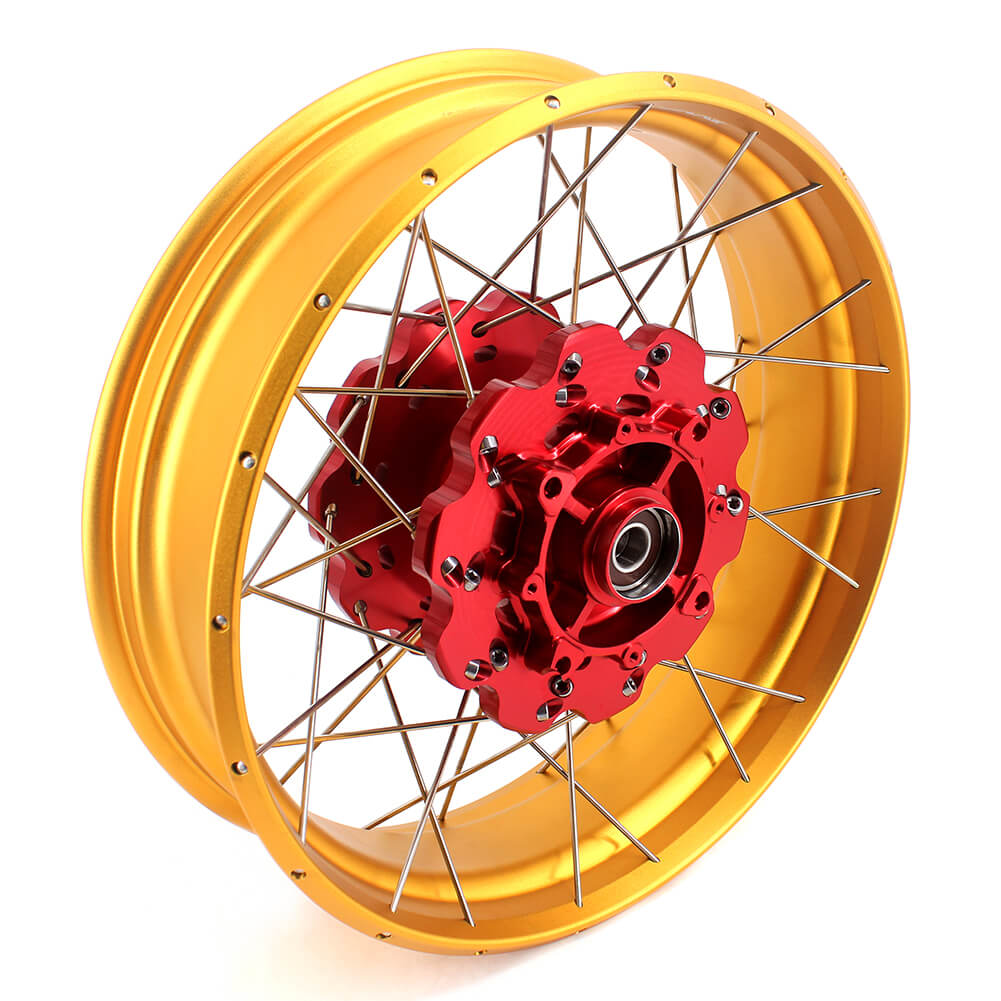 VMX-Racing 21/18 Tubeless Rims Fit Honda Africa Twin CRF1000L 2016-2020 Red Hub & Gold Rim - Howling Moto