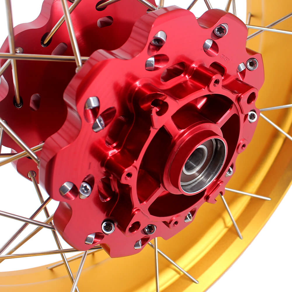 VMX-Racing 21/18 Tubeless Rims Fit Honda Africa Twin CRF1000L 2016-2020 Red Hub & Gold Rim - Howling Moto