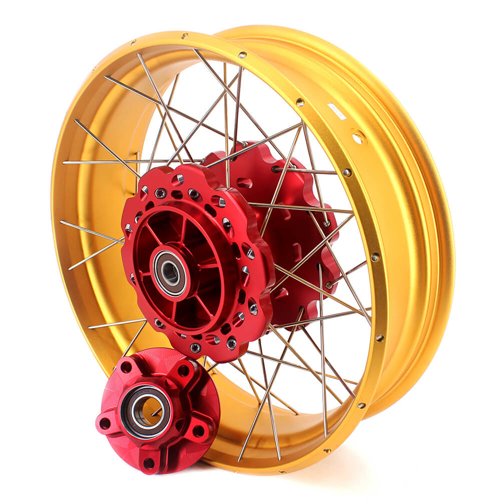 VMX-Racing 21/18 Tubeless Rims Fit Honda Africa Twin CRF1000L 2016-2020 Red Hub & Gold Rim - Howling Moto