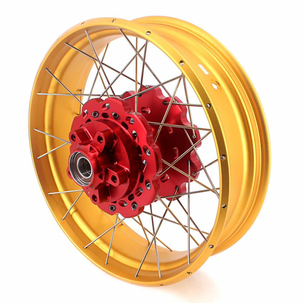 VMX-Racing 21/18 Tubeless Rims Fit Honda Africa Twin CRF1000L 2016-2020 Red Hub & Gold Rim - Howling Moto