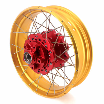 VMX-Racing 21/18 Tubeless Rims Fit Honda Africa Twin CRF1000L 2016-2020 Red Hub & Gold Rim - Howling Moto