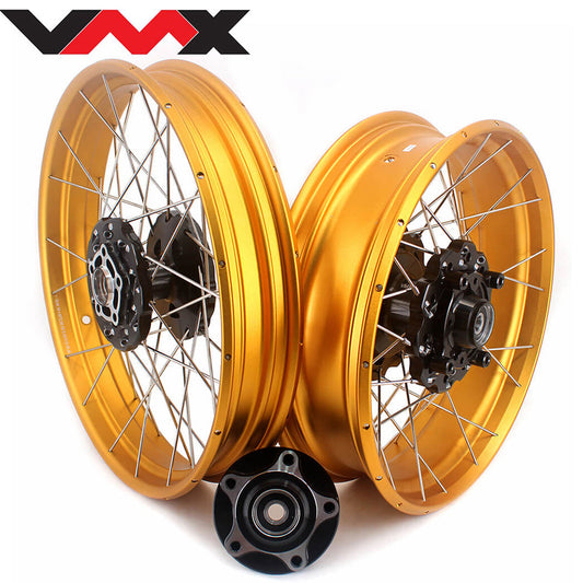 VMX 2.5*19 & 4.25*17 Tubeless Wheels Set Fit For Honda CB500X 2019-2021 Black Hub Gold Rim - Howling Moto