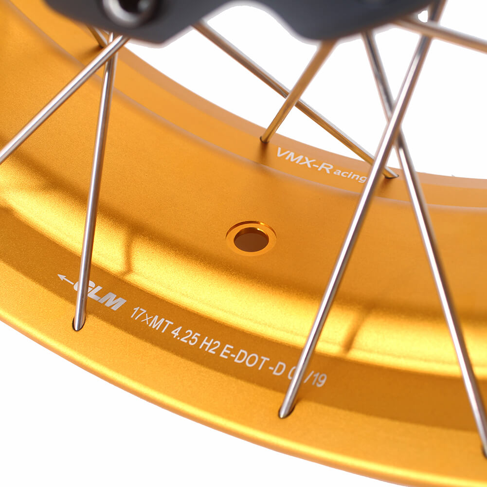 VMX 2.5*19 & 4.25*17 Tubeless Wheels Set Fit For Honda CB500X 2019-2021 Black Hub Gold Rim - Howling Moto