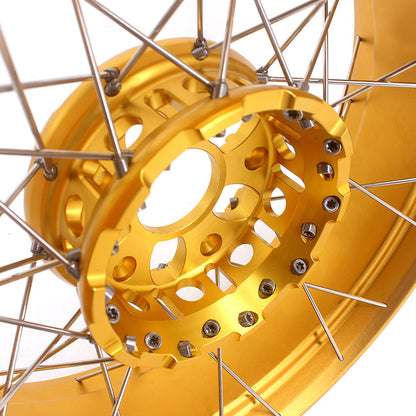 VMX 19inch & 17inch Tubeless Spoked Wheels For BMW R1200GS 2013-2020 R1250GS 2019-2023 Gold Hub & Rim - Howling Moto