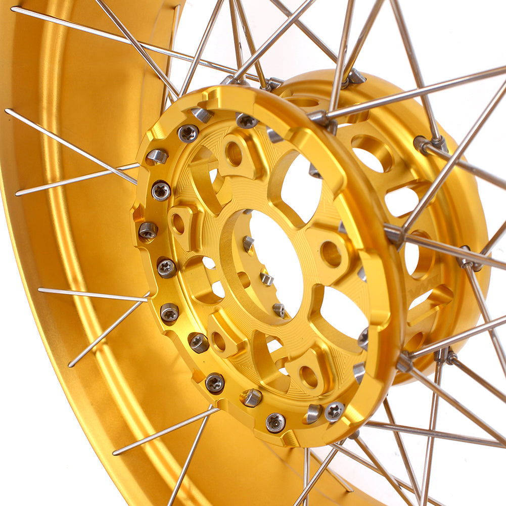 VMX 19inch & 17inch Tubeless Spoked Wheels For BMW R1200GS 2013-2020 R1250GS 2019-2023 Gold Hub & Rim - Howling Moto