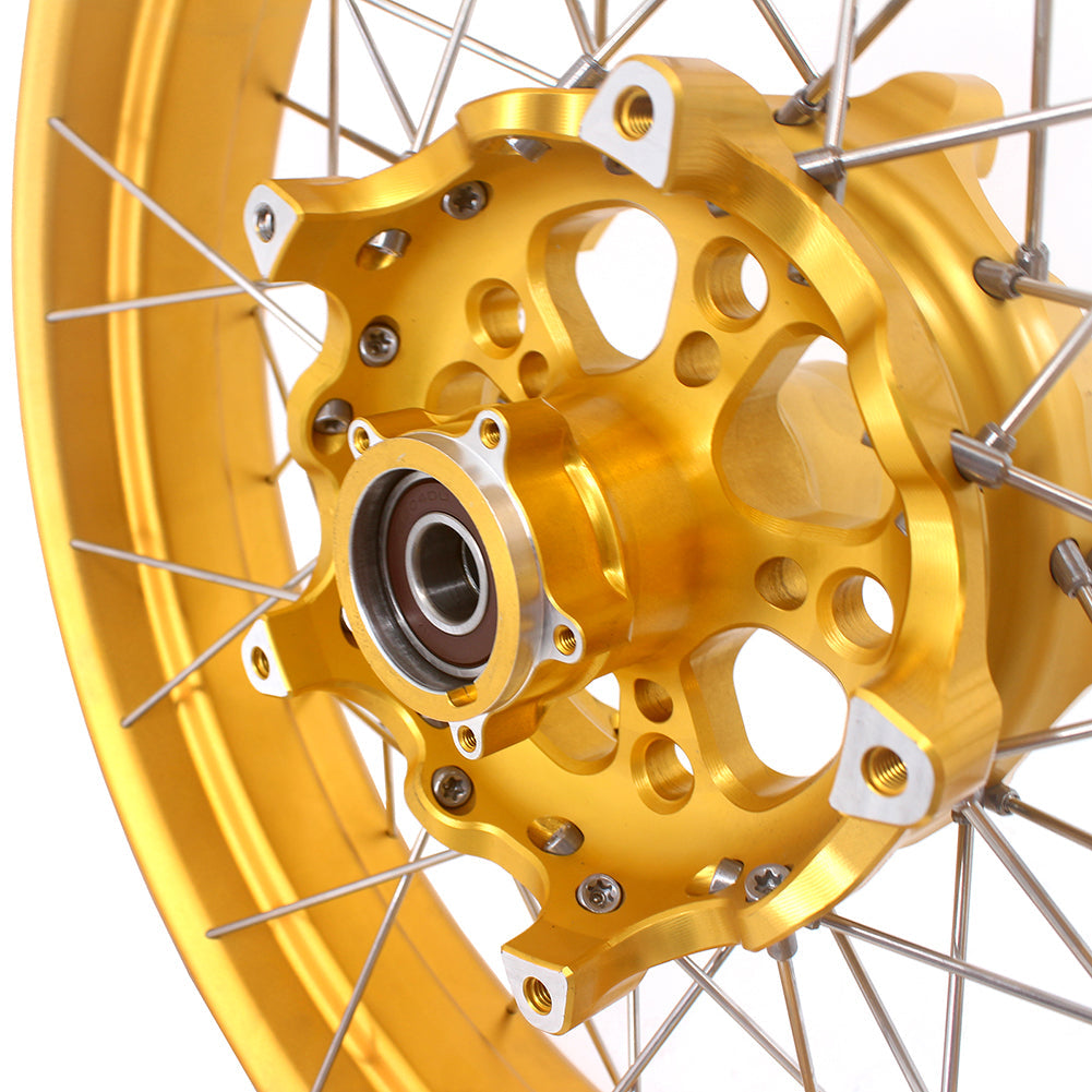 VMX 19inch & 17inch Tubeless Spoked Wheels For BMW R1200GS 2013-2020 R1250GS 2019-2023 Gold Hub & Rim - Howling Moto
