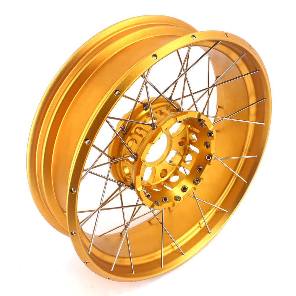 VMX 19inch & 17inch Tubeless Spoked Wheels For BMW R1200GS 2013-2020 R1250GS 2019-2023 Gold Hub & Rim - Howling Moto