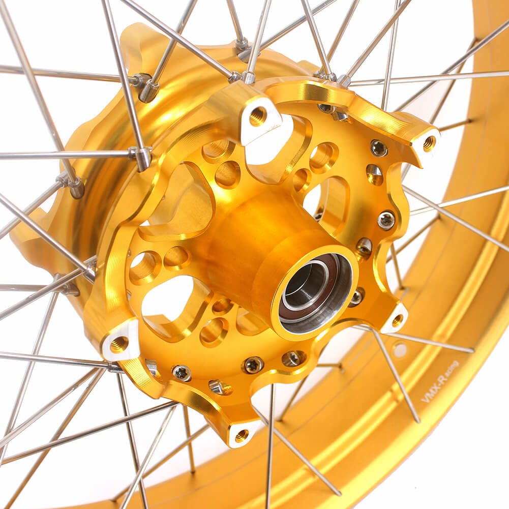VMX 19 17 Inch CUSH Drive For BMW F750GS 2019-2024 Tubeless Alloy Spoke Wheels Gold Hub - Howling Moto
