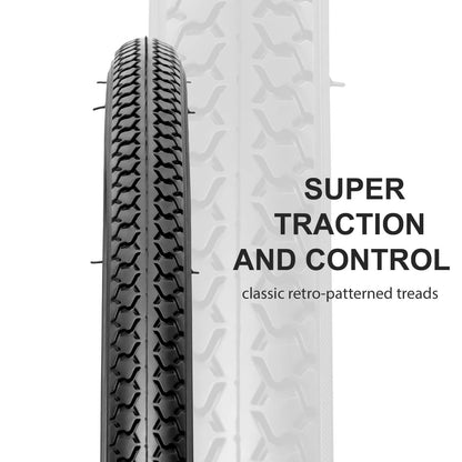 Vintage Hycline RetroPath 26x1 3/8 bicycle tire with classic tread pattern for vintage bikes.