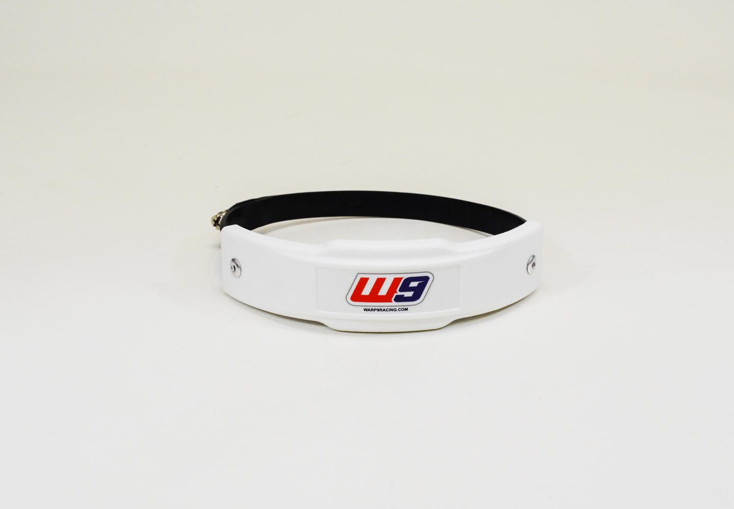 White Warp 9 Universal Exhaust Slider for motorcycle exhaust protection, designed to prevent damage and enhance durability.