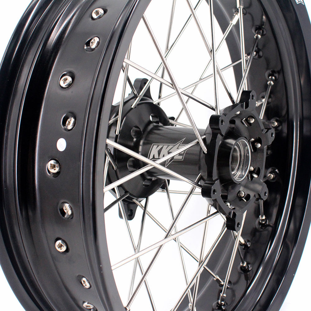 KKE 3.5 & 5.0 17 Inch Wheels for Yamaha WR250F 2001 WR450F 2003-2018 Black - Howling Moto