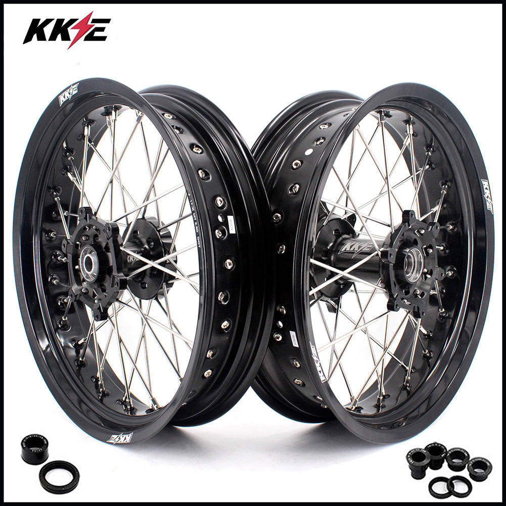 KKE 3.5 & 5.0 17 Inch Wheels for Yamaha WR250F 2001 WR450F 2003-2018 Black - Howling Moto