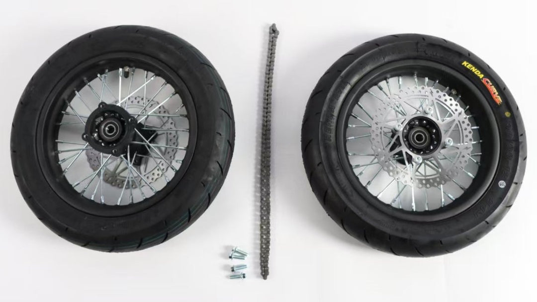 ETM RTR 12-Inch Supermoto Wheel Set with Kenda Tires & Rotors