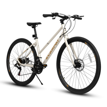 Hycline Ecarpat Velostride 700x35C bicycle tire with white background, showing its tread pattern and white sidewalls.
