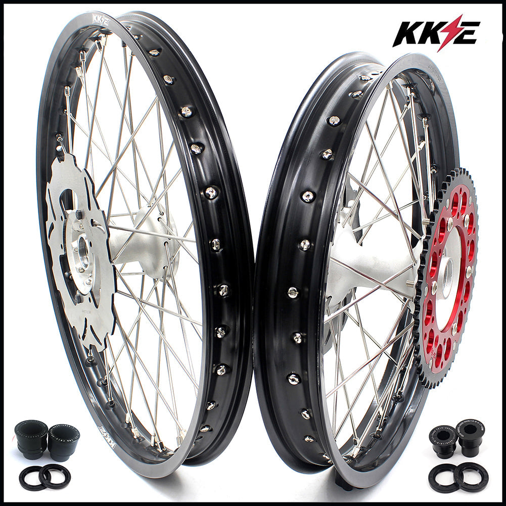 KKE 21 & 19 Casting MX Rims for Honda XR400R 96-04 XR600R 91-2000 240MM/220MM Disc Silver&Black - Howling Moto